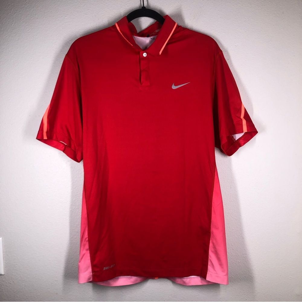 Nike Tiger Woods Collection TW Glow Polo Golf Shirt DRI-FIT Red Small 639822-657